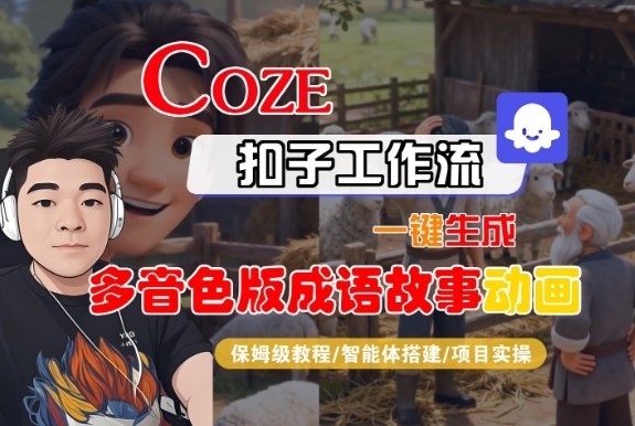 Coze扣子智能体工作流一键生成“多音色版成语故事“动画，全流程保姆级教学,速发云资源网