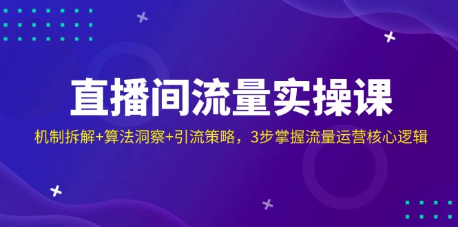 （14122期）直播间流量实操课：机制拆解+算法洞察+引流策略，3步掌握流量运营核心逻辑,速发云资源网
