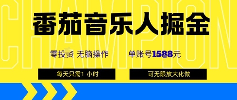 番茄音乐人掘金，单账号最高可撸1k+，可无限矩阵去做，零投入,速发云资源网
