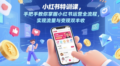 小红书特训课，手把手教你掌握小红书运营全流程，实现流量与变现双丰收,速发云资源网