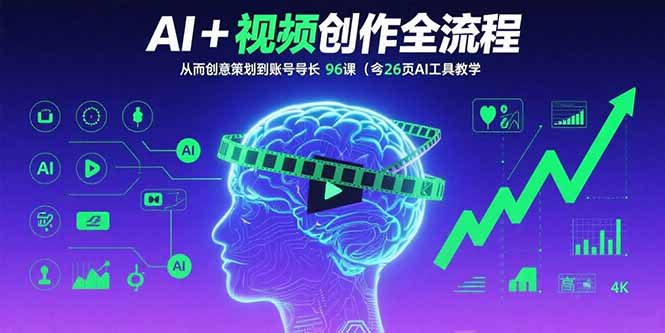 AI+短视频创作全流程：从创意策划到账号增长，96节课(含26项AI工具教学,速发云资源网