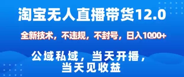 淘宝无人直播12.0，公域私域技术，不封号，不违规布局双十一流量风口，日入1k(独家技术)【揭秘】,速发云资源网