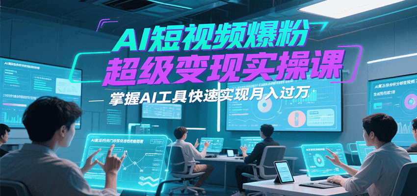 AI短视频爆粉超级变现实操课，掌握AI工具快速实现月入过万,速发云资源网