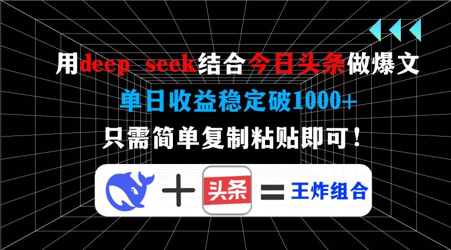 （14483期）用deep seek结合今日头条做爆文，单日收益稳定破1000+，只需简单复制粘…,速发云资源网