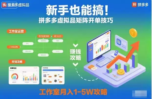 新手也能搞！拼多多虚拟品矩阵开单技巧，工作室月入1-5W攻略【揭秘】,速发云资源网