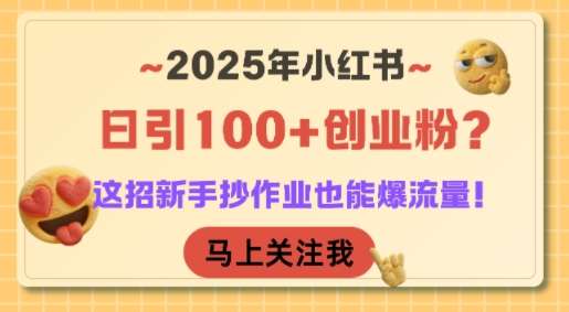 2025年小红书日引100+创业粉？这招新手抄作业也能爆流量！,速发云资源网