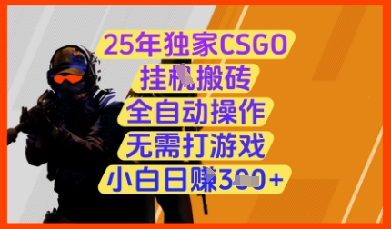 25年独家CSGO挂G搬砖，全自动操作，无需打游戏，小白日入3张+【揭秘】,速发云资源网