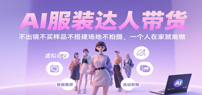 AI服装达人带货，不出镜不买样品不搭建场地不拍摄，一个人在家就能做,速发云资源网
