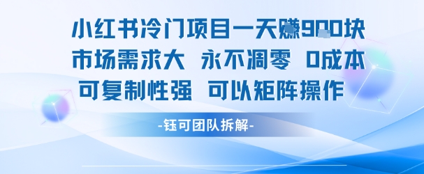 小红书冷门项目一天收益9张，市场需求大，0成本，可复制性强可以矩阵操作,速发云资源网
