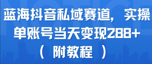 蓝海抖音私域赛道，实操单账号当天变现288+(附教程),速发云资源网