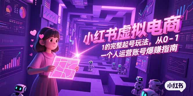 小红书虚拟电商，从0-1的完整起号玩法，一个人运营账号爆赚指南,速发云资源网