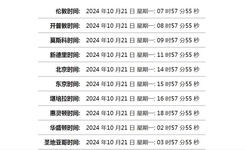 世界时间单页网站HTML源码,速发云资源网